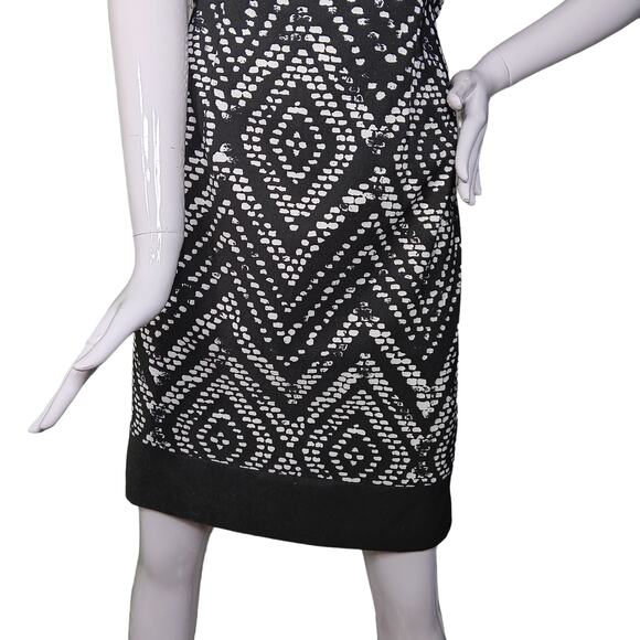 Mario Serrani Italy Dress Size 10 Black and White Abstract Print Sleeveless - Picture 3 of 9